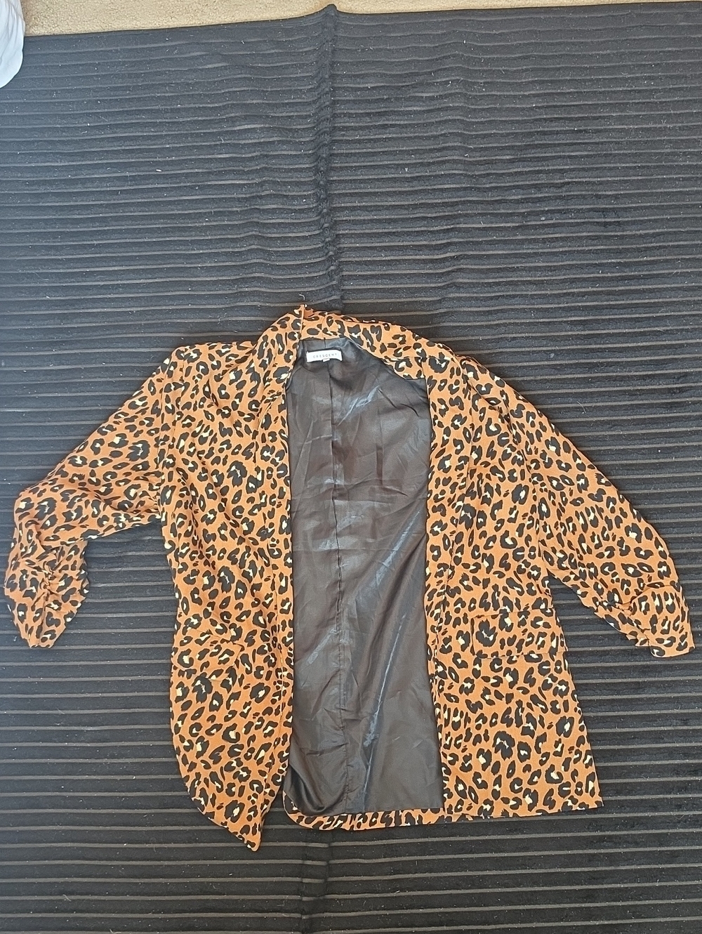 Crescent Leopard Print Open-Front Blazer in Brown and Black